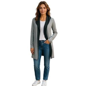 Blank Noir Sweater Size 2X Gray Black Hooded Wool Knit Duster Jacket Plus